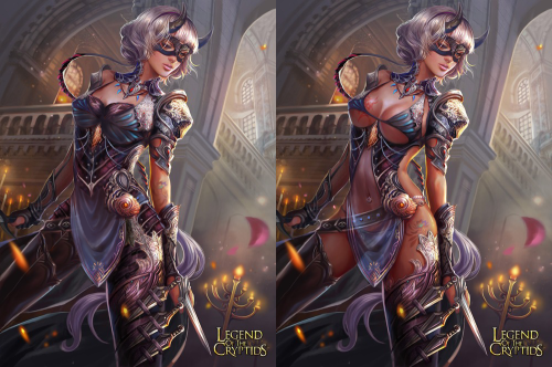 Left - repaired outfit, right - original; via